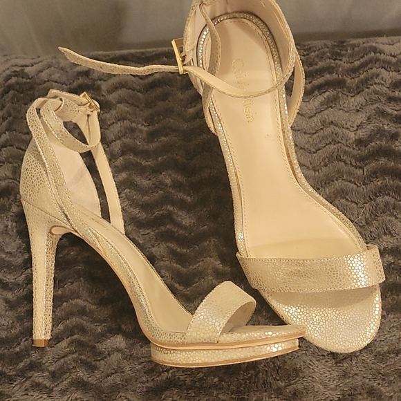 Calvin Klein Shoes - EUC Calvin Klein gold platforms strappy heels size 7.5